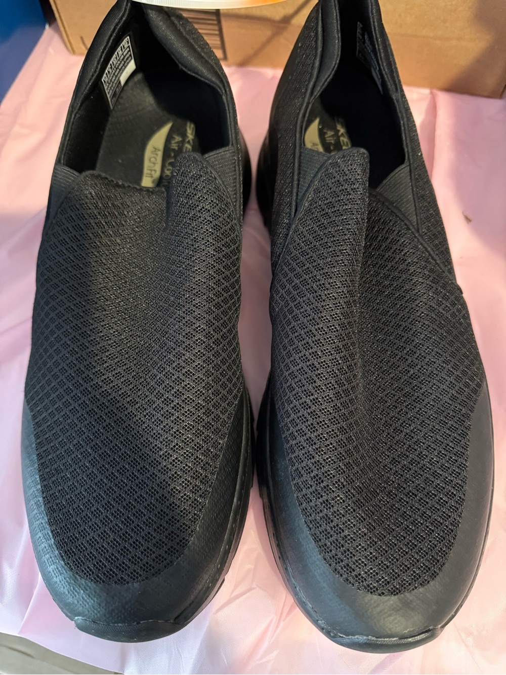 Skechers Men's Black Slip-On Mesh Comfort Loafers